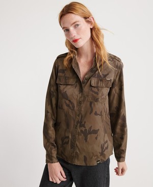 Superdry Harlowe Military Női Ing Zöld/Camo | OSFYK8621